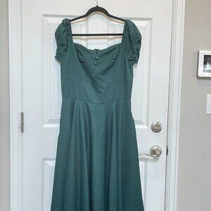 Unique Vintage X Magnolia Place 1940s Green Midi Dress Sz L #